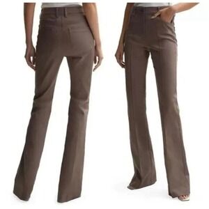 Reiss Florence Kick Flare Jeans Front Darts Women's Size 14 R Mini Brown NWOT